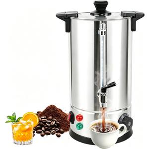 2.6 Gal Commercial Coffee Urn, 70 Cups/10L Stainless Steel Large Coffee Dispenser, 1000W Coffee Maker Urn With Double Wall, For Quick Brewing, Stays Hot for Tea & Beverage at Events & Catering
