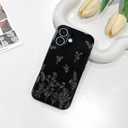 NITITOP Compatible with iPhone 16 Case Cute Flowers - Black