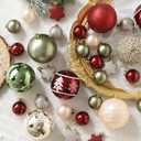 42 Pcs Christmas Ball Ornaments Set Burgundy Army Green Champagne Shatterproof Christmas Tree Decorations Glittering Decorative Hanging Ornament Bulk for Xmas Tree Wreath and Holiday Party Decor