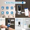 Smart Lock with Handle & Fingerprint Keyless Entry Deadbolt for Front Door, Bedroom & Airbnb Rental App Control, Auto-Lock, Anti-Peep Keypad Easy DIY Installation, Satin Nickel
