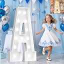 Pooqla 4 FT Marquee Light Up Letters, Cool White and Warm White Giant LED Sign Marquee Letter 4 Feet Tall, Big Mosaic Letter A for Balloons Birthday Party Anniversary Wedding Decorations