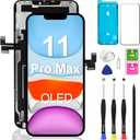 OLED for iPhone 11 Pro Max Screen Replacement, 6.5 Inch [NOT LCD] Display 3D Touch Frame Assembly Digitizer with Repair Kit Screen Protector for Model A2218, A2220, A2161