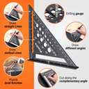 Preciva 2 PCS Aluminum Alloy Carpenter Square Set - 12" Magnetic Combination Square & 7” Rafter Square with Drill Guide | 5-in-1 Layout Tool for Woodworking Framing and DIY