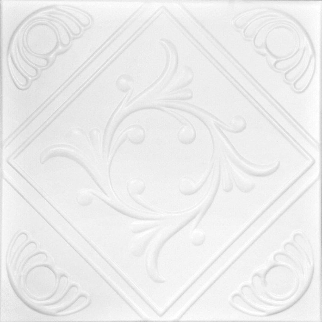 LA MAISON CEILINGS R02 Diamond Wreath Foam Glue-up Ceiling Tile (21.6 sq. ft./Case), Pack of 8, Ultra Pure White - Satin (Behr)