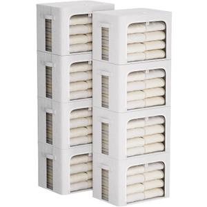 FHSQX 8 Pack Clothes Storage Bins - Foldable Storage Bins for Clothes Fabric Storage Box with Metal Frame (Cream White, 16.5x12.2x12.2 inch)