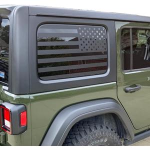 Zxiaochun Rear Window American Flag Decal Fits Jeep Wrangler JK JKU 2011-2015 2016 2017 2018 (4-Door Version), Precut Back Side Window Glass USA Flag Vinyl Sticker Exterior Accessories (Matte Black)