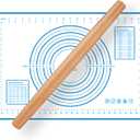 Wood French Rolling Pin for Baking, QUELLANCE Wooden Dough Roller with Silicone Baking Mat, Beech Wood Rolling Pins for Baking Dough, Pizza, Pie, Pastries, Pasta and Cookies,Blue Pastry Mat