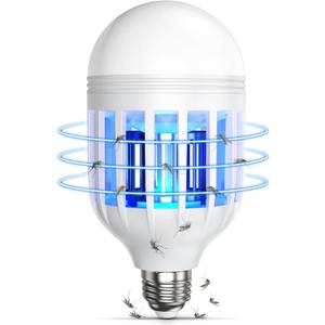 Bug Zapper Light Bulb, 2 in 1 Mosquitoes Killer Lamp Led Electronic Insect & Fly Killer, Porch Light for Entryway, Doorway, Corridor, Balcony and Patio (White)