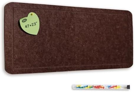 Feltor Felt Bulletin Board, 47"x23" Vision Board Contains 20 Push Pins (Random Color) School Home Wall Acoustic Panel - Cola