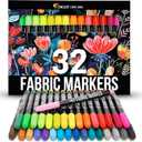 Zenacolor 32 Fabric Markers Pens - Non Toxic, Indelible and Permanent Fabric Paint Pens - Fine Point Tip Textile Marker Pen