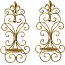 Wall Sconces Candle Holder Set of 2, Metal Wall Decorations Hanging Wall Mounted Candle Sconces for Living Room Dining Room (Gold)
