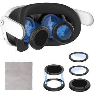 Lens Protector Anti Fog Kit for Meta Quest 3, Lens Protector Cover Compatible with Oculus Quest 3, Glasses Spacer Accessories with Blue Light Blocking Glasses for Meta Quest 3
