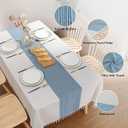 JIALE Tablecloths for Rectangle Tables,Cotton Linen Table Cloth Waterproof Tablecloth Wrinkle Free Farmhouse Dining Tables Cover,Soft Fabric Table Cloths with Tassels, Blue, 55" X 86",6-8 Seats
