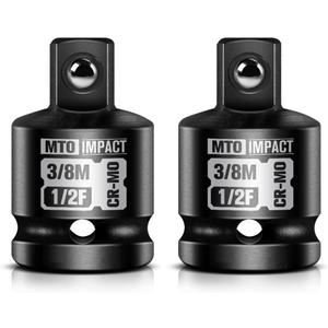 MTO 2-Piece 1/2" Female to 3/8" Male Impact Socket Adapter Set, 1/2" Drive Impact Driver Conversions for Impact Wrench, Chrome Molybdenum Alloy Steel