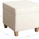 Homepop Home Decor | K7342-F2067 | Classic Square Storage Ottoman with Lift Off Lid | Ottoman with Storage for Living Room & Bedroom, Cream Woven, 17.5"D x 17.5"W x 16.5"H