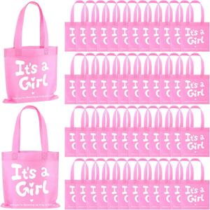 Sweetude It's a Girl Baby Shower Favor Bags Non Woven Treat Tote Bags with Handles Gender Reveal Party Supplies Thank You Gift Bag for Guests