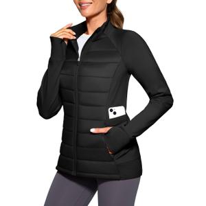 G Gradual Women's Running Fleece Lined Jackets 6 Pockets Lightweight Water Resistant Puffer Jacket for Hiking Travel, S