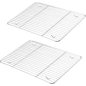 P&P CHEF Cooling Baking Rack Pack of 2, Stainless Steel Cooling Racks for Cooking Baking Roasting Grilling Drying, Dense Wires & Smooth Edge, Easy to clean, Silver, 15.3" x 11.25"