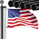 20FT Sectional Flag Pole Kit, Extra Thick Heavy Duty 14 Gauge Aluminum Flag Poles, Outdoor In ground Flagpole with Free 3x5 Polyester American Flag for Outside, Residential or Commercial (Black)