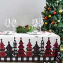 Rectangle Christmas Table Cloth 60 x 87Inch Snowflake Tablecloth Xmas Trees Red and Black Buffalo Plaid Table Cloth Waterproof Table Cover for Rectangle Tables Tablecloth for Holiday Dining