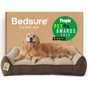 Bedsure SupportMax® Extra Thick Orthopedic XL Dog Bed for Extra Large Dogs, Brown, 48"l X 35"w X 10"th