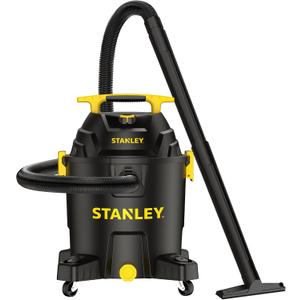 STANLEY 10 Gallon Wet Dry Vacuum, 6 Peak HP Poly Built-in Drain Shop Vac Blower with Powerful Suction, Multifunctional Shop Vacuum W/ 6 Horsepower Motor for Job Site, Garage, Basement, Van, Workshop