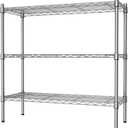 Auslar 3-Shelf Storage Wire Shelves Heavy Duty 3 Tiers Standing Shelving Units Adjustable Metal Organizer Wire Rack, Chrome