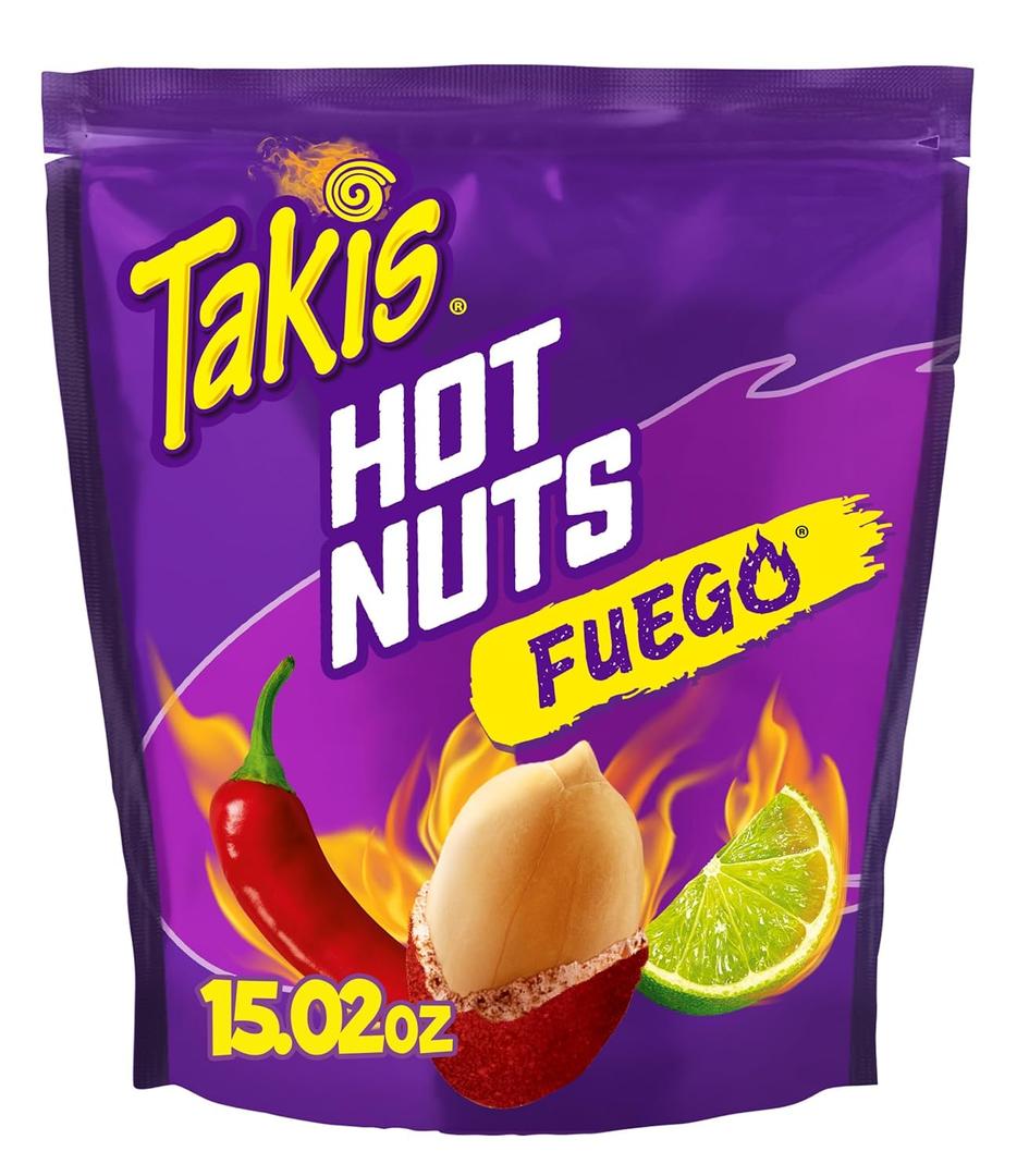 Takis Fuego Hot Nuts 15.02 oz Bag, Hot Chili Pepper & Lime Flavored Spicy Double-Crunch Peanuts