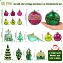Dolicer 80 Pcs Christmas Tree Ornaments Vintage Christmas Ball Ornaments Set Green Red Glitter Christmas Decorations Shatterproof Large Hanging Ornament for Xmas Tree Holiday Party