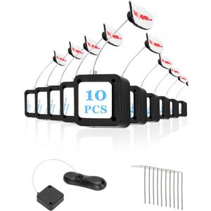 10 Pack Remote Control Tether, 6.5 Ft Remote Leash, Retractable Safety with Adjustable Lock Strap for TV Remotes, Game Controllers, and Tablets - Perfect for Showrooms