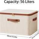 2-Pack Storage Bins with Lids, 56L Fabric Storage Boxes with Handles, Breathable Cotton Linen Clothes organizing Box for Wardrobe, Closet (XX large 49 * 37 * 31cm)