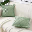 decorUhome Decorative Sage Green Throw Pillow Covers 18x18 Set of 2 with Splicing, Boho Soft Neutral Corduroy Broadside Twill Pillow Covers for Couch Bed Sofa Living Room