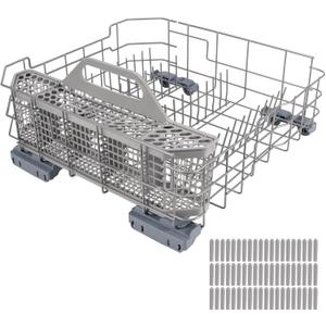 WD28X26099 WD28X34744 Dishwasher Lower Rack With Silverware Basket, Compatible with GE Dishwashers. Replaces WD28X24396,WD28X22659, Fits Models GDF510PSM0SS, GDF510PSR3SS, GDF535PSR0SS, GDF510PSR6SS
