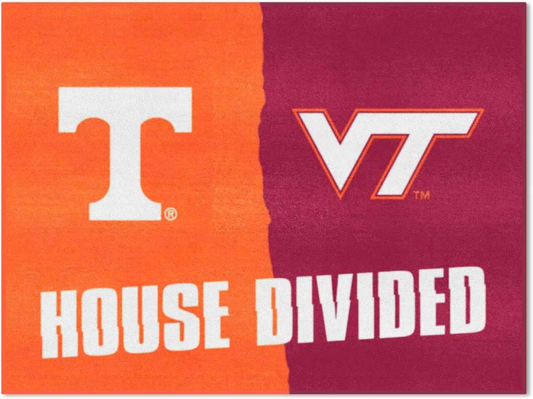 FANMATS NFL Unisex-Adult House Divided Mat (2'10" x 3'7" (Rectangular), Tennessee / Virginia Tech)