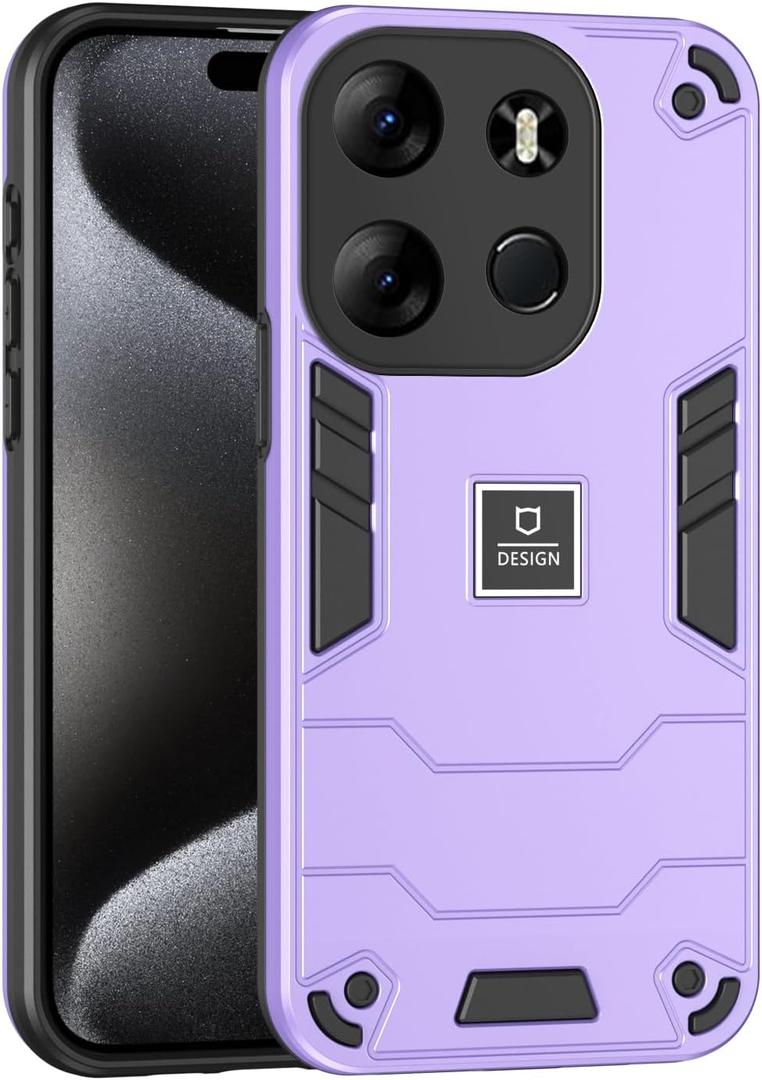 Kukoufey Phone Case Compatible with Tecno Spark Go 2023,Compatible with Tecno Pop 7,Compatible with Tecno Pop 7 Pro BF7 Case Dual-Layer Drop-Proof TPU+PC 2-in-1 Protective Case Purple