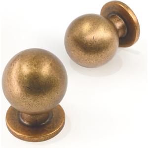 10 x 10 Pack Antique Brass Cabinet Knobs Single Hole Cabinet Pulls Round Kitchen Cabinet Knobs Drawer Knobs