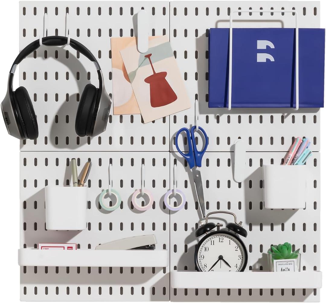 Keepo Pegboard Combination Kit, Pegboards and Accessories Modular Hanging for Wall Organizer, Crafts Organization, Ornaments Display, Nursery Storage, Peg Board, White
