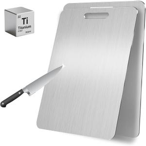 Katuchef Titanium Cutting Boards for Kitchen 100% Pure Ti Katu chef Titanium Cutting Board set Double Sided Non Toxic Titanware Chopping Board,Durable Dishwasher Safe Cutting Boards(1PC-L-9x13.5In)