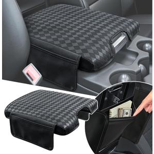 Center Console Cover Compatible with Ram 1500 2013-2018 & 2013-2026 Ram 2500/3500/1500 Classic Model Jump Seat Only, Leather Armrest Cover Middle Console Cover