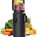 URVIBY Juicer Machines, 5.3" Large Feed Chute Cold Press Juicer with Double Press Technology, 400W Motor, High Juice Yield, Easy to Clean, Masticating Juicer for Whole Vegetables & Fruits, Black