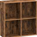 VASAGLE Custos Collection - Bookshelf, Bookcase, Cube Shelf with 4 Compartments, 9.4 x 26 x 26 Inches, Storage Shelf, for Living Room, Home Office, Dining Room, Rustic Brown ULBC476K01
