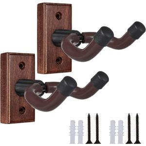 Guitar Wall Mount 2 Pack Wood Guitar Hanger for Safe Storage and Display Sturdy Wall Hanger for Acoustic Electric Guitar Bass Banjo Mandolin