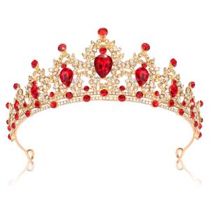 SuPoo Tiaras for Women Red Crown Queen Birthday Crown Crystal Headband Red Gem Rhinestone Hair Accessories Jewelry Princess Decoration for Wedding Party Prom Halloween Christmas Gifts