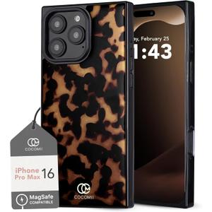 Cocomii - Rectangle Case Compatible with iPhone 16 Pro Max - Compatible with MagSafe, Tortoiseshell Pattern, Animal Print, Glossy, Magnetic Phone Case for iPhone 16 Pro Max 6.9 inch, Black/Brown