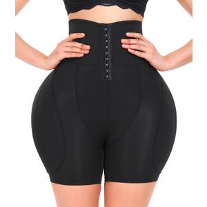 Padded Shapewear Hip Pads Shapewear Tummy Control Butt Padded Underwear For Women (5X-Large, Black)
