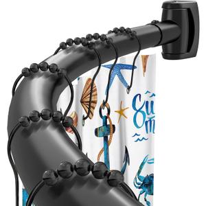 Black Curved Shower Curtain Rod 33-78 Inches Adjustable Splicing Design Need To Drill Shower Rods Curved Round Bowed Rust proof, Premium Stainless Steel Shower Curtain Rod for Bathroom, Bathtub, Stall