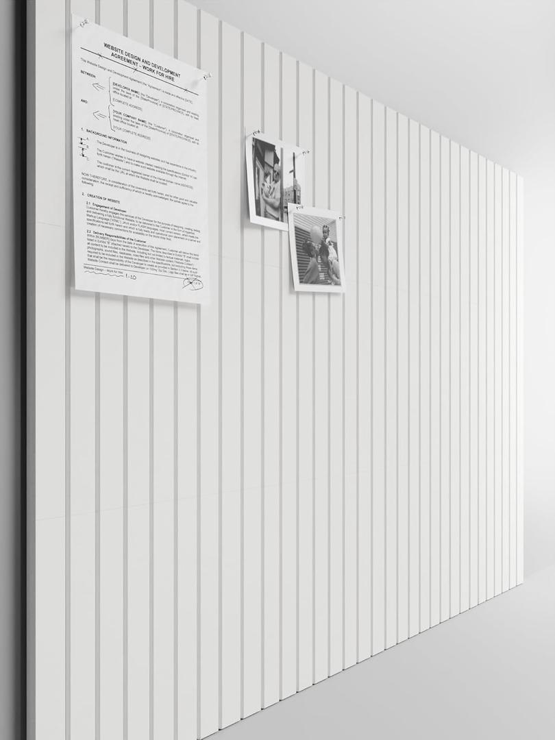 Bumusty Large Cork Board Alternative-47 x35 Felt Bulletin Board Tiles, with 30 Pushpins, 70 Adhesive Tabs, 12-Pack Slat Wall Paneling, Cork Boards for Office Push Pin Board Felt Board-Milky White