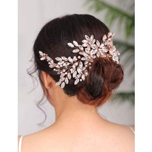 Denifery Rose Gold Bridal Hair Comb - Sparkly Rhinestones & Pearl Wedding Hair Comb - Accessories for Women & Girls