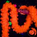 2 x Mega-L Neon Halloween Party Decorations, 26ft Fluorescent Orange Pumpkin Garland Banner Glow in the Dark Party Supplies Cute Hanging Ceiling Decors for Birthday Home Wall Fence Porch Black Light Party