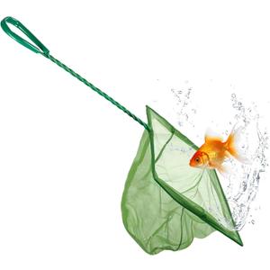 Goldfish Net,Super Large 10 Inch Mesh with Baided Metal Handle,Goldfish Net for Fish Tank Sludge Food Residue Wastes Skimming Cleaning,Green